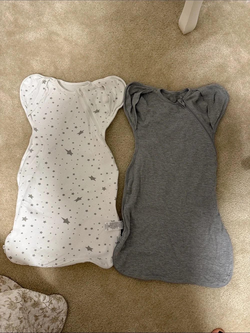 Gray and White Star Kids Pajama Swaddle Up Set - Neutral Sleep Sack